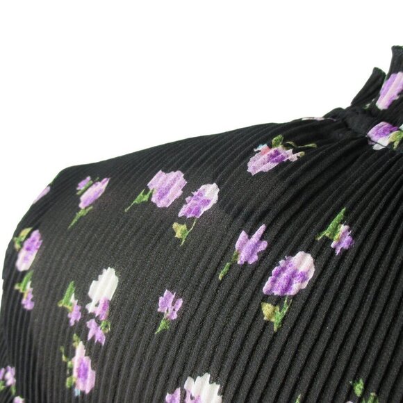 ZARA DRESS PRINTED SHORT FLORAL Long Sleeves BLACK LILAC SIZE S $69 NEW - Picture 7 of 9
